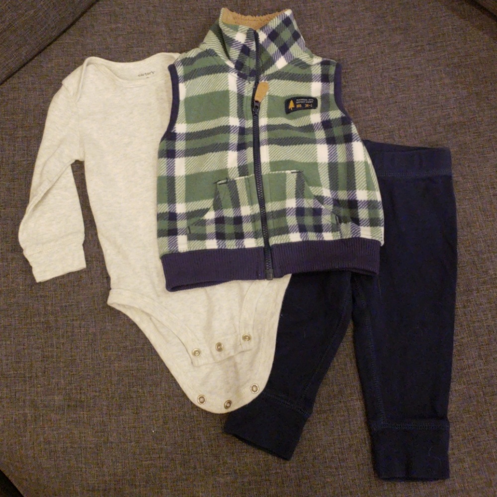 Carter's Fleece Vest, Long-sleeved Onesie & Pants
